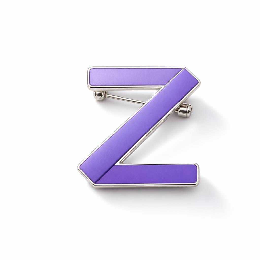 道具参考图：字母Z金属胸针